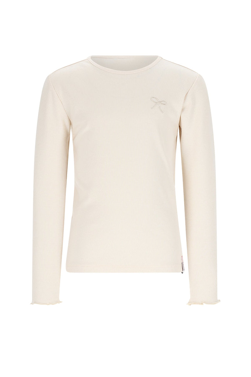 Meisjes Kyoto Rib Jersey L/SL Tshirt van NoNo in de kleur Pearled Ivory in maat 134-140.