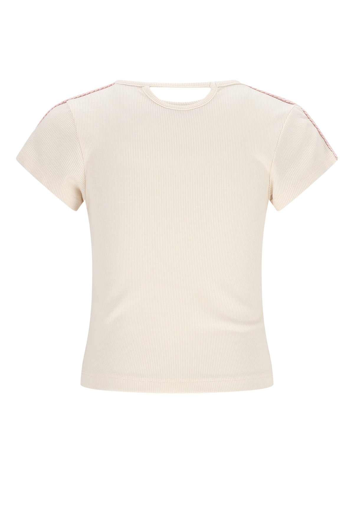 Meisjes Kris Rib Jersey S/SL Tshirt van NoNo in de kleur Pearled Ivory in maat 134-140.