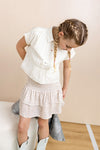 Meisjes Nika Smocked Skirt van NoNo in de kleur Pearled Ivory in maat 134-140.