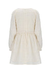 Meisjes Milly Dress L/SL with PomPom details van NoNo in de kleur Pearled Ivory in maat 134-140.