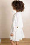 Meisjes Milly Dress L/SL with PomPom details van NoNo in de kleur Pearled Ivory in maat 134-140.