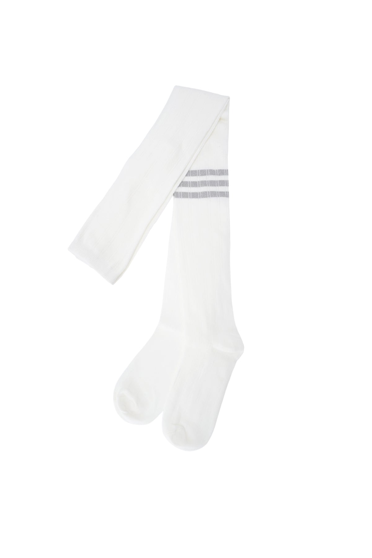 Meisjes Razy Rib Tight with lurex stripes van  in de kleur Pearled Ivory in maat 122-140.