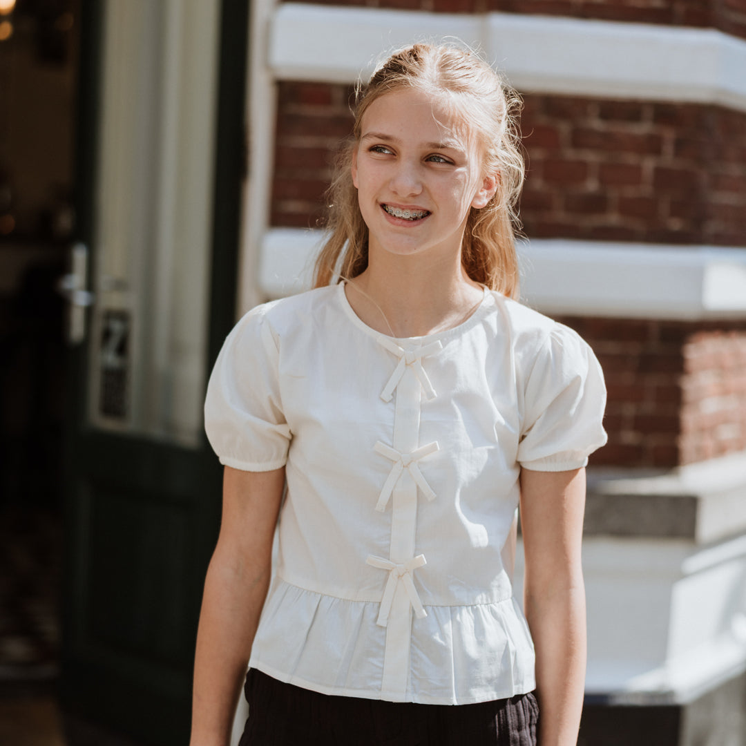 Meisjes Blouse ss van No Way Monday in de kleur Off white in maat 164.