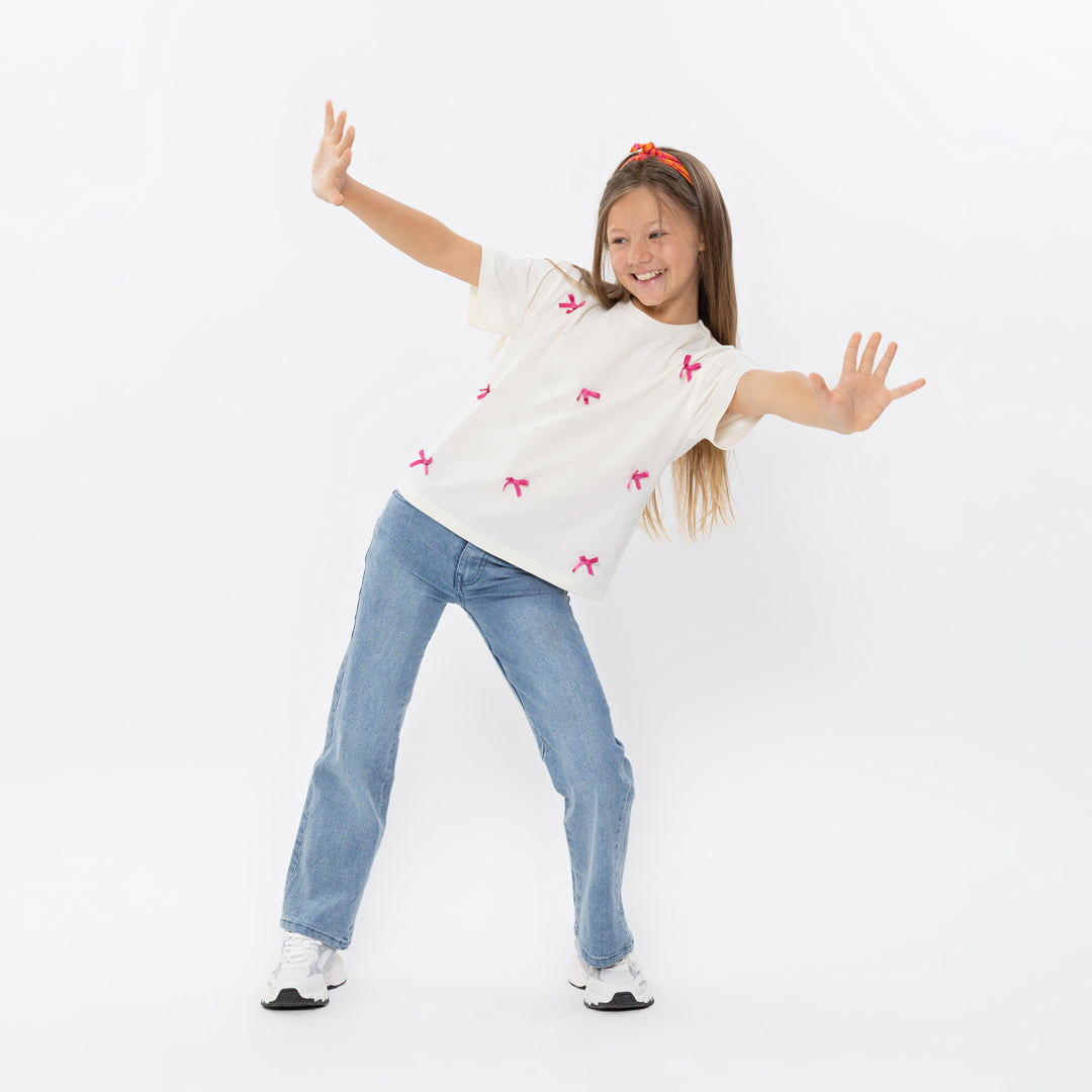 Meisjes T-shirt, loose fit van No Way Monday in de kleur Off white in maat 164.