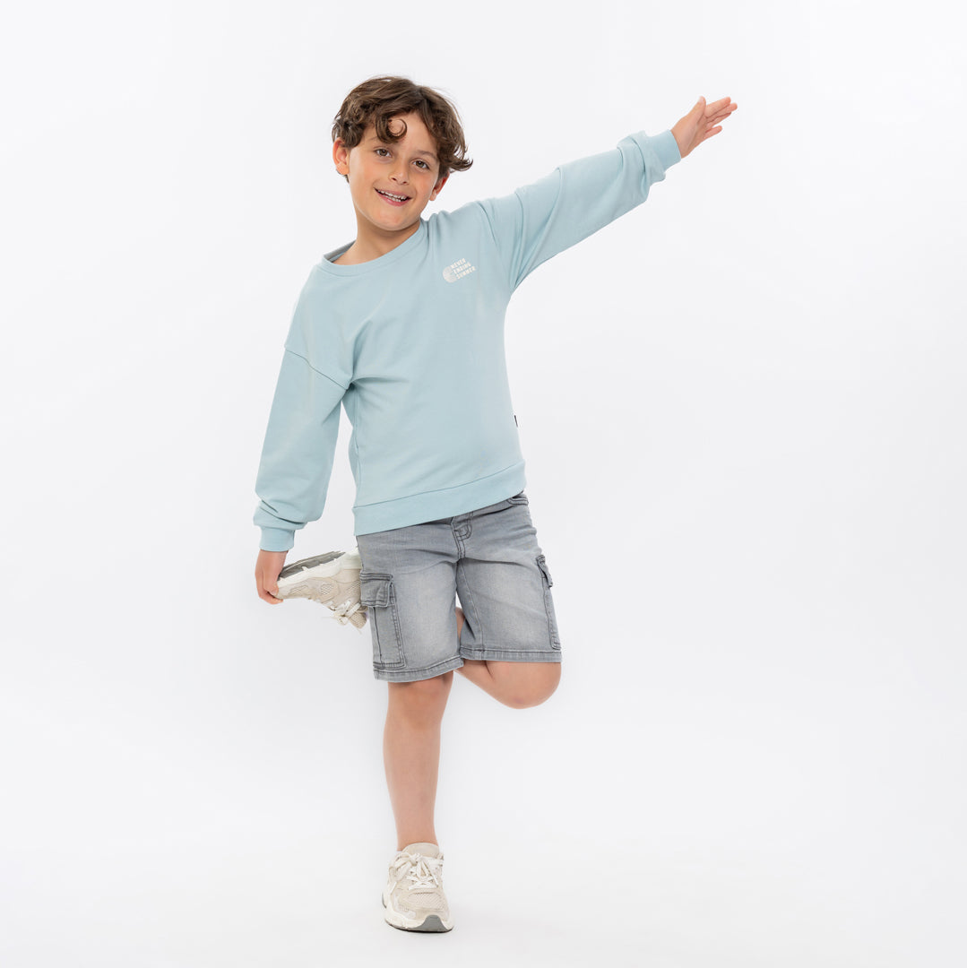 Jongens Sweater van No Way Monday in de kleur Ocean in maat 164.