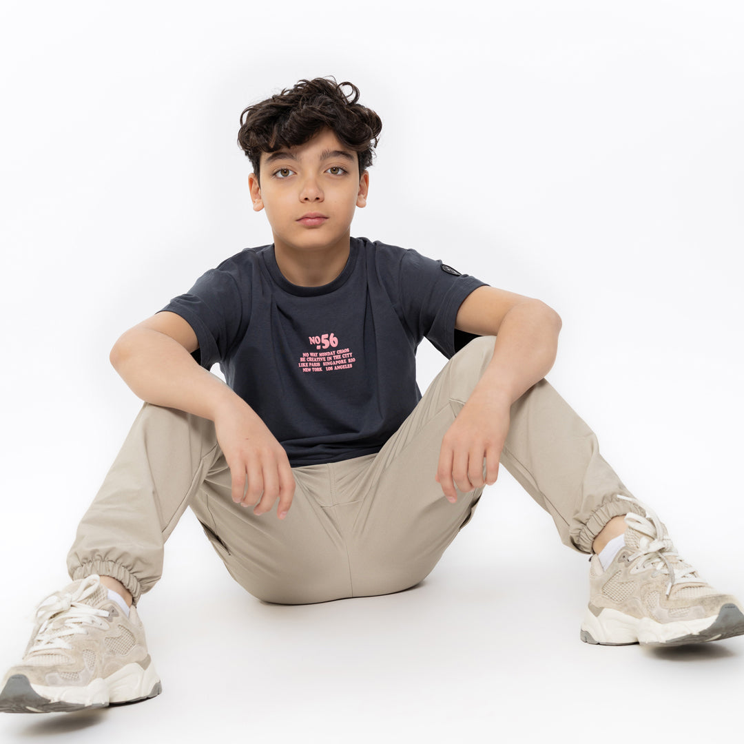 Jongens T-shirt, loose fit van No Way Monday in de kleur Anthracite in maat 164.