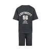 Jongens 2 pc set, loose fit, T-shirt, Jogging shorts van No Way Monday in de kleur Anthracite in maat 164.