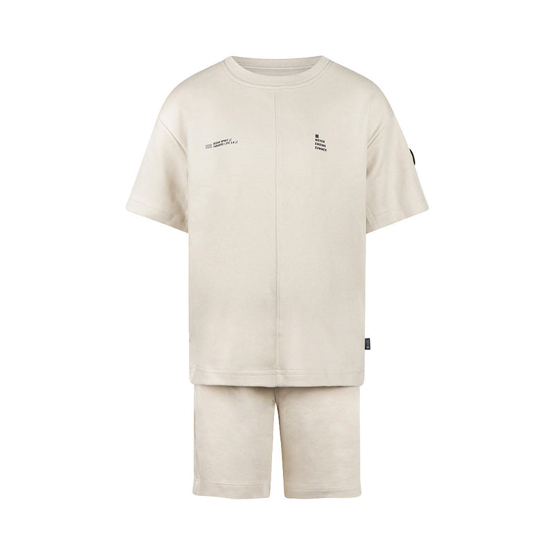 Jongens 2 pc set, loose fit, T-shirt, Jogging shorts van No Way Monday in de kleur Light grey in maat 164.