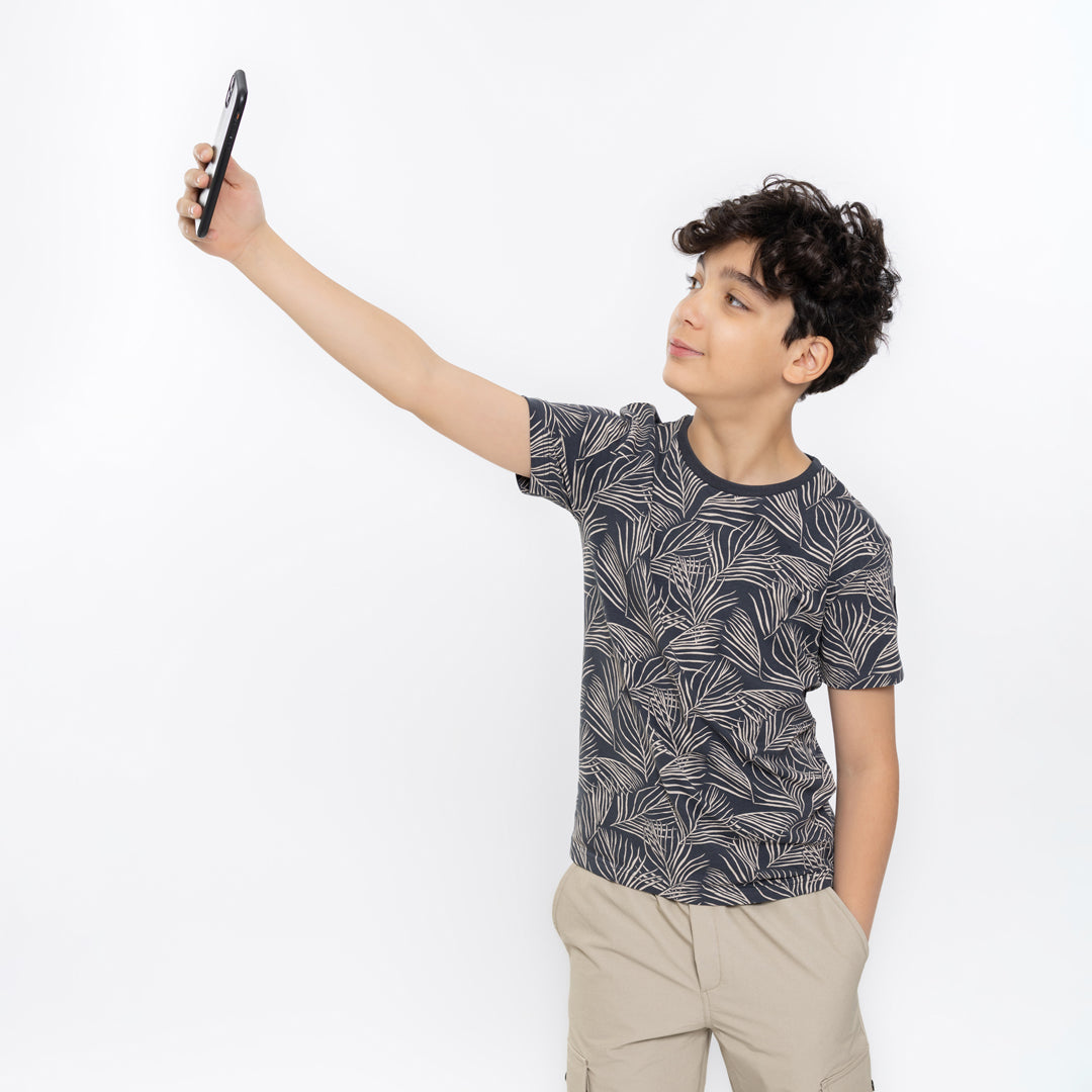 Jongens T-shirt van No Way Monday in de kleur Anthracite in maat 164.