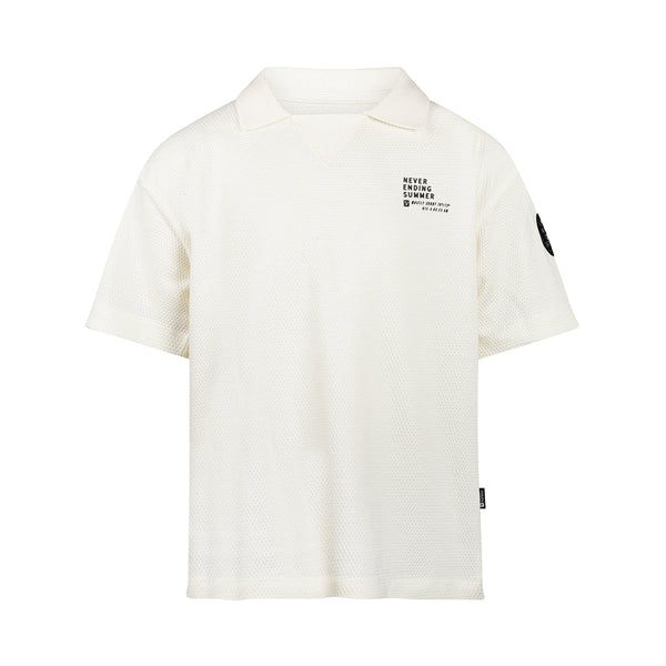 Jongens Polo shirt, loose fit van No Way Monday in de kleur Off white in maat 164.