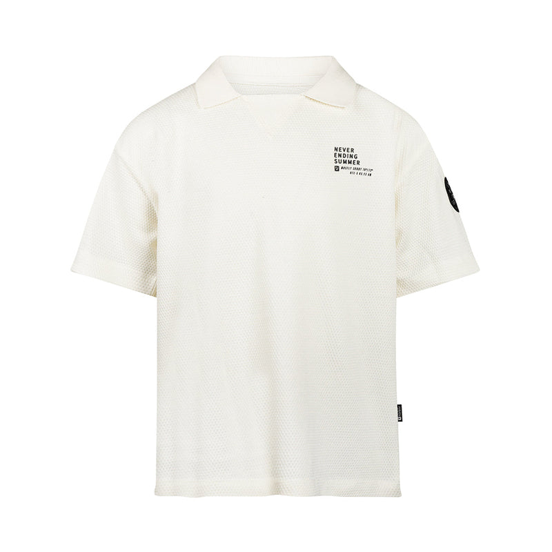 Jongens Polo shirt, loose fit van No Way Monday in de kleur Off white in maat 164.