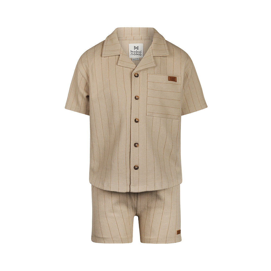 Jongens 2 pc set, loose fit, Shirt ss, Shorts van Koko Noko in de kleur Pebble in maat 128.