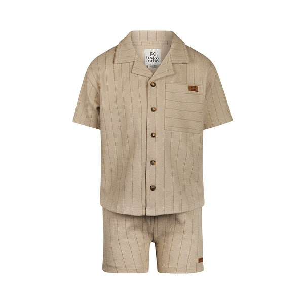 Jongens 2 pc set, loose fit, Shirt ss, Shorts van Koko Noko in de kleur Pebble in maat 128.