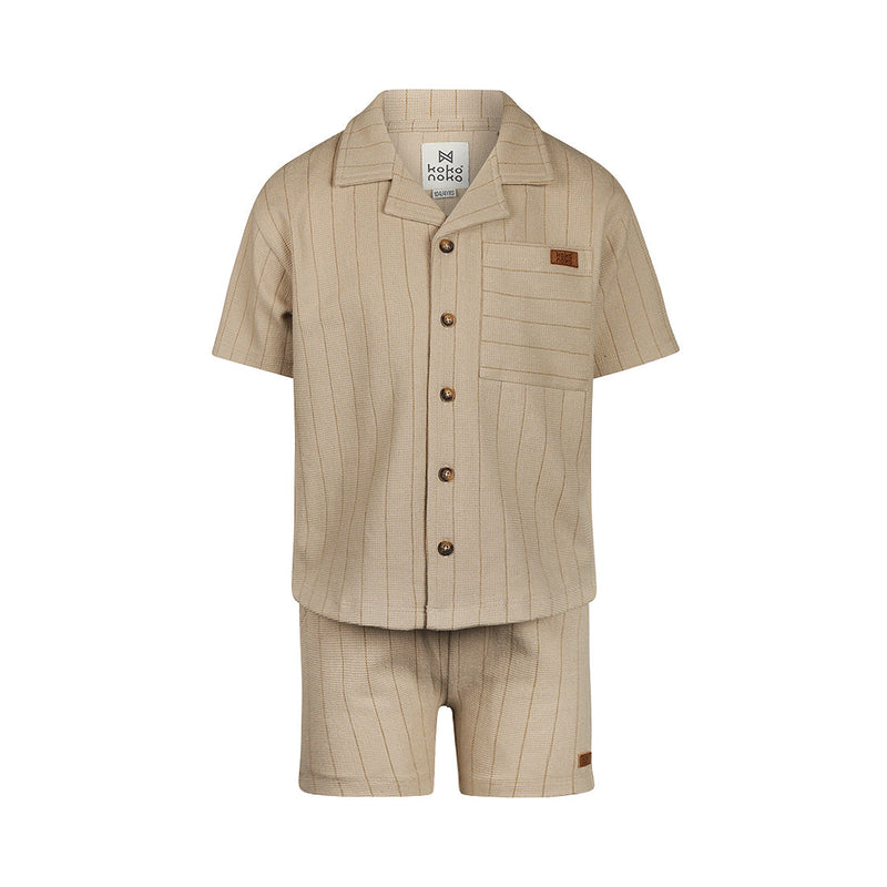 Jongens 2 pc set, loose fit, Shirt ss, Shorts van Koko Noko in de kleur Pebble in maat 128.