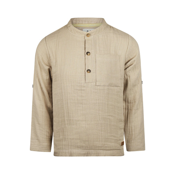 Jongens Shirt ls van Koko Noko in de kleur Sand in maat 128.