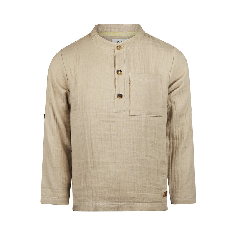 Jongens Shirt ls van Koko Noko in de kleur Sand in maat 128.