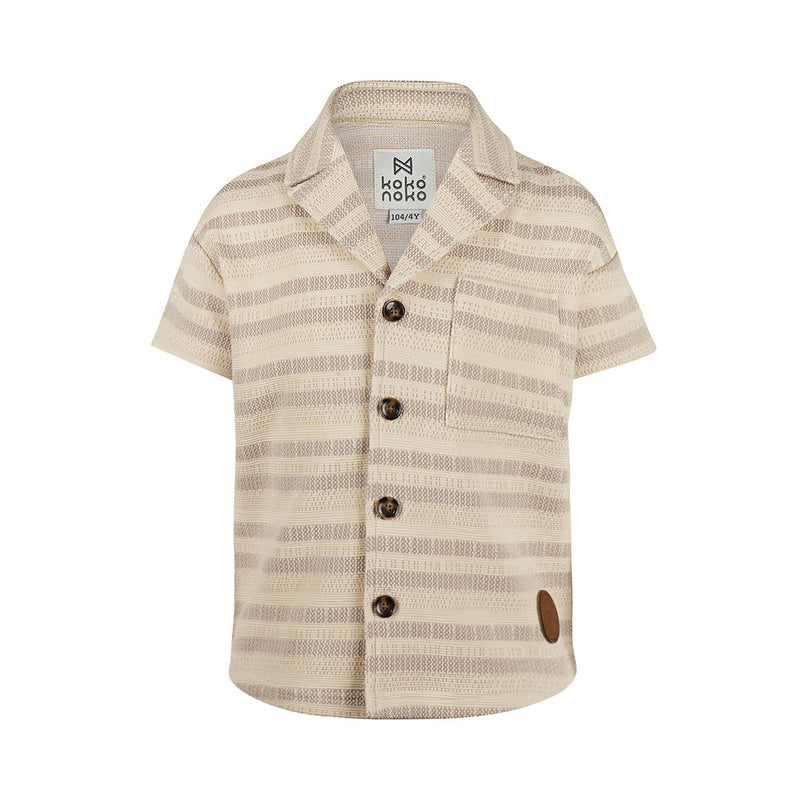 Jongens Shirt ss van Koko Noko in de kleur Sand in maat 128.