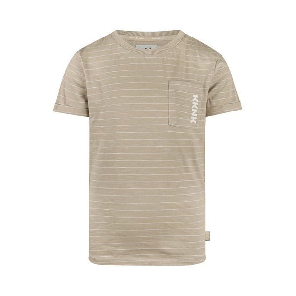 Jongens T-shirt long back van Koko Noko in de kleur Sand in maat 128.