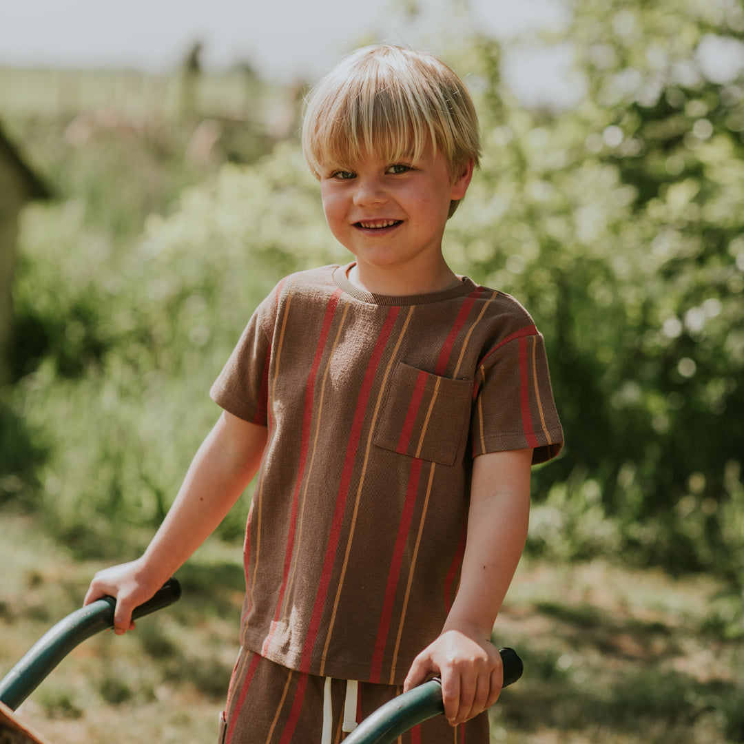 Jongens T-shirt van Koko Noko in de kleur Brown in maat 128.