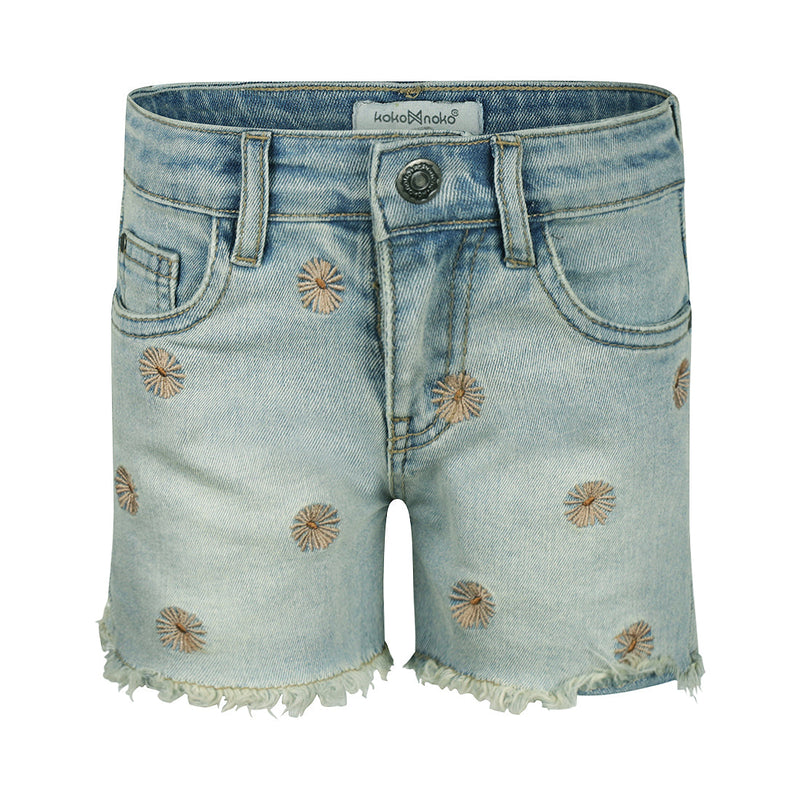 Meisjes Jeans shorts, loose fit van Koko Noko in de kleur Blue jeans in maat 128.