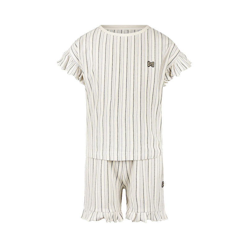 Meisjes 2 pc set,loose fit,Top,Shorts van Koko Noko in de kleur Faded Lavender in maat 128.