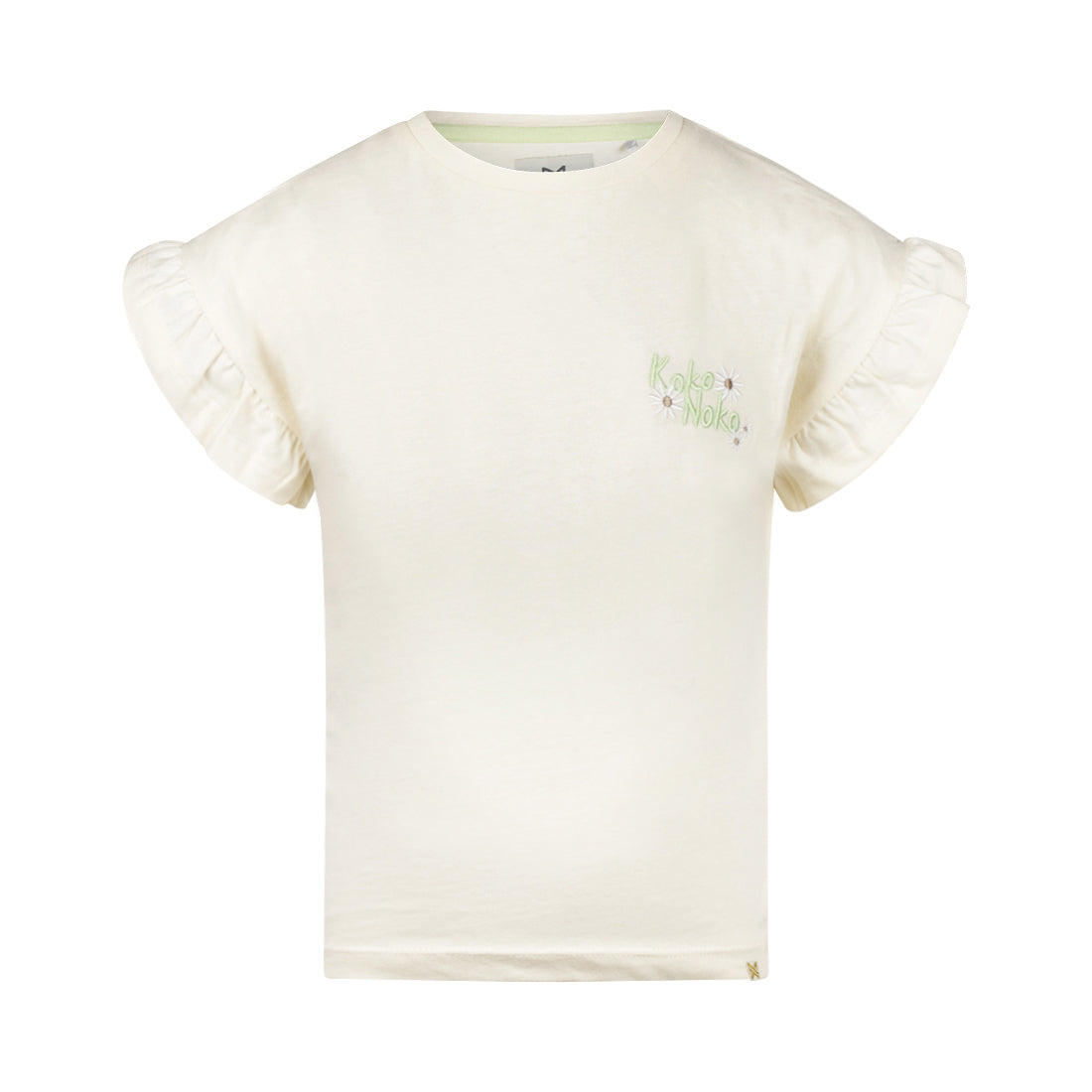 Meisjes T-shirt van Koko Noko in de kleur Off white in maat 128.