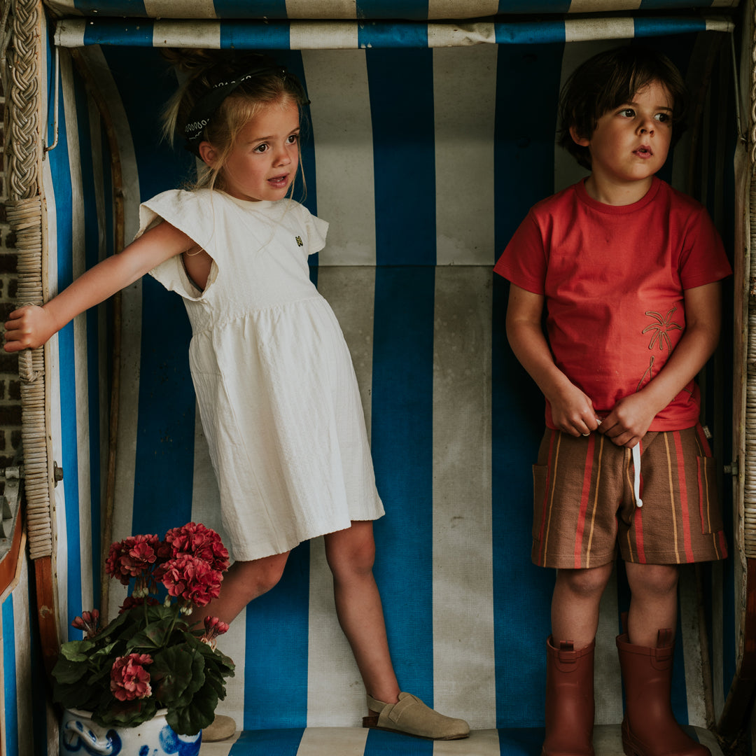 Meisjes Dress ss van  in de kleur Off white in maat 128.