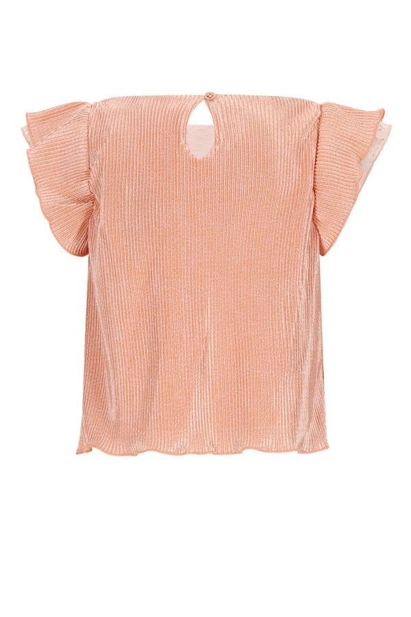 NoNo Tilda AOP Plissee Top S/SL with lace details
