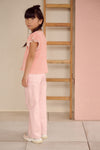 Meisjes Tilda AOP Plissee Top S/SL with lace details van NoNo in de kleur Pale Blush Pink in maat 134-140.