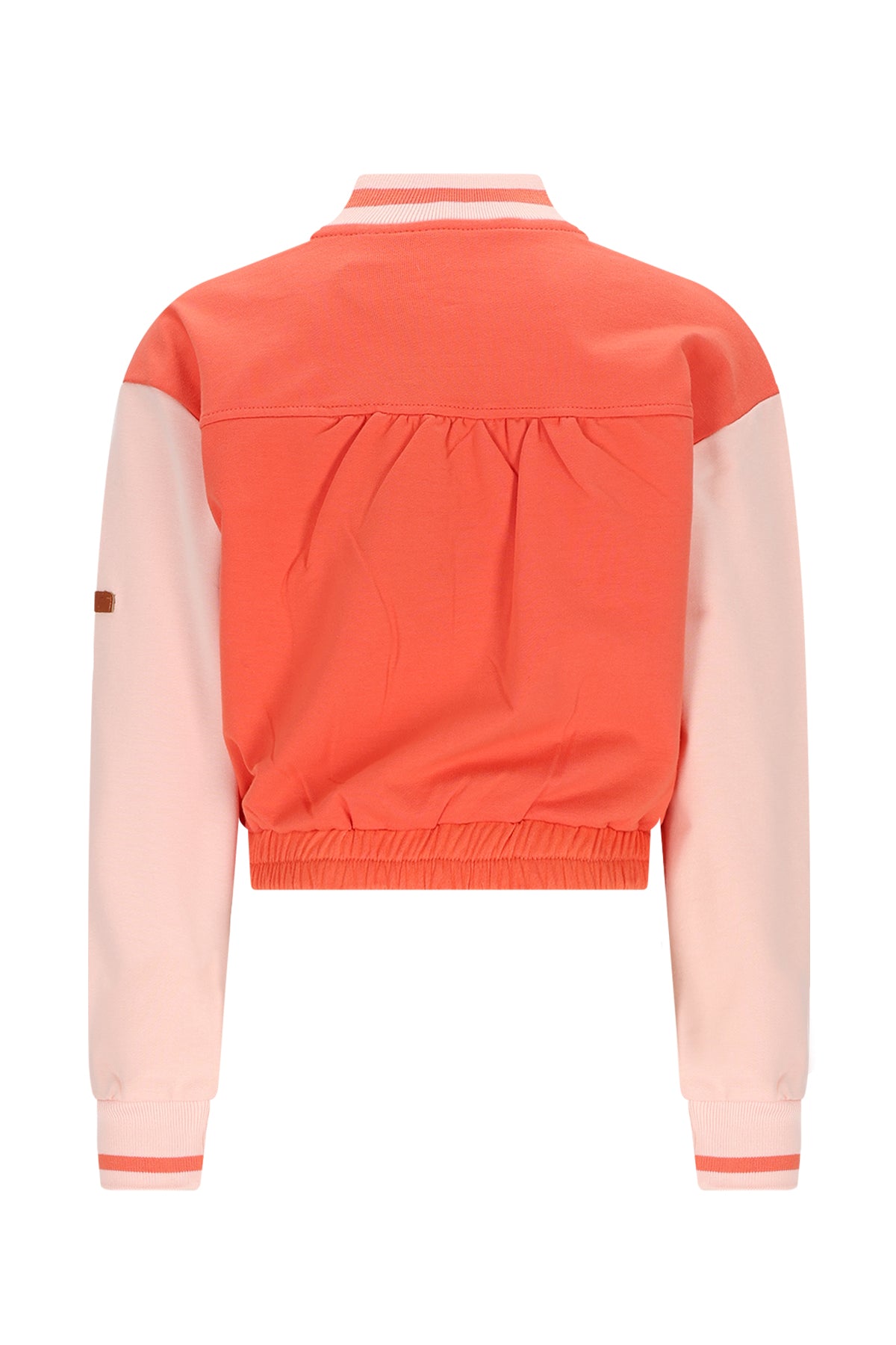 Meisjes Devis Sweat zip up varsity cardigan van NoNo in de kleur Orange Coral in maat 134-140.