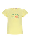Meisjes Kiss CIAO T-shirt with capsleeve van NoNo in de kleur Light Lemon in maat 134-140.