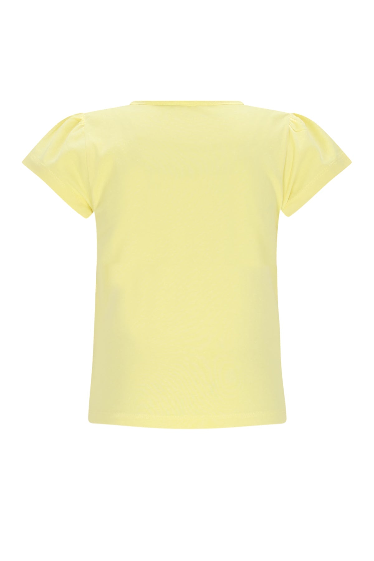 Meisjes Kiss CIAO T-shirt with capsleeve van NoNo in de kleur Light Lemon in maat 134-140.