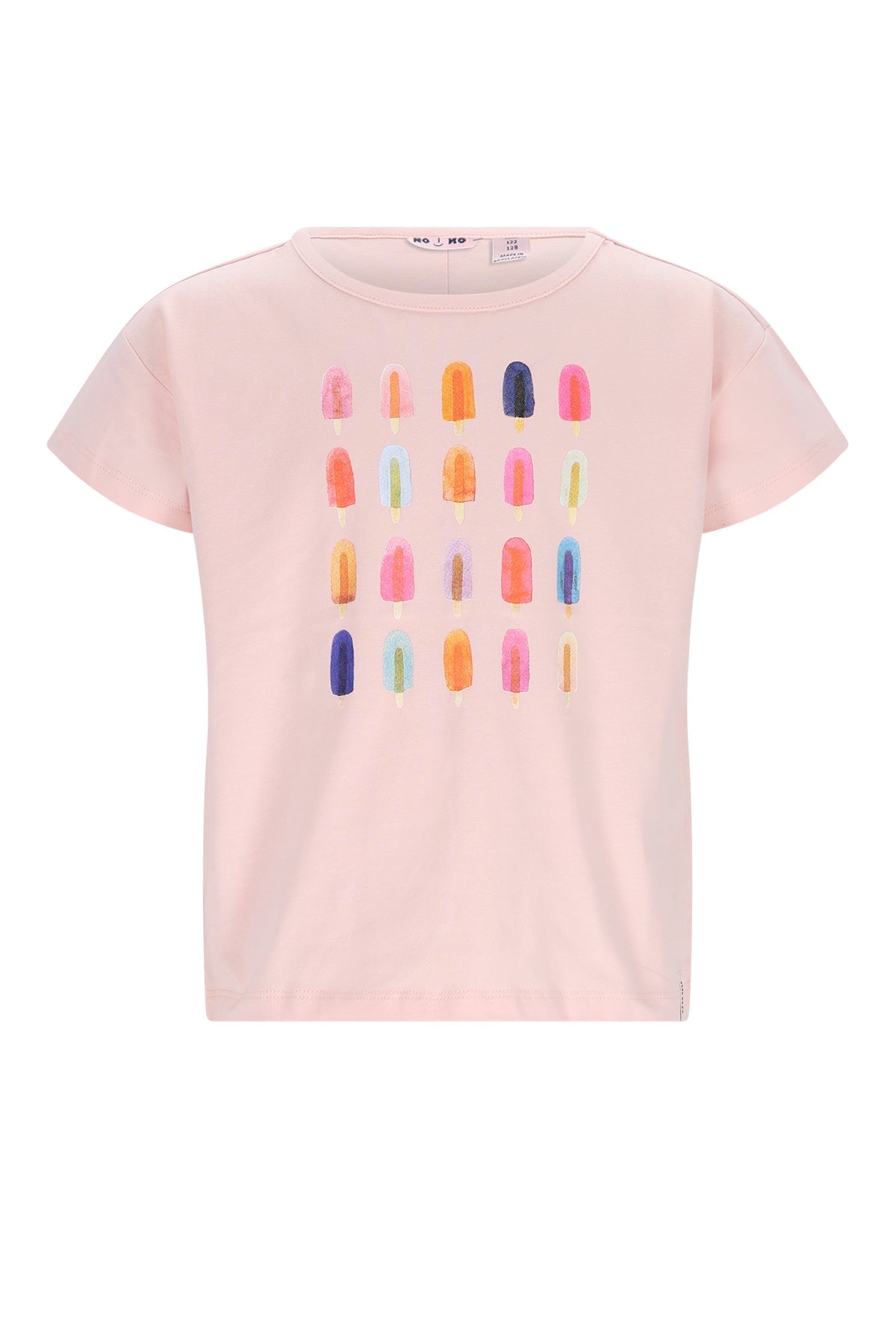 Meisjes Kase Tshirt S/SL with icecream print van NoNo in de kleur Pale Blush Pink in maat 134-140.