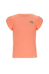 Meisjes Kapri RibJersey with fancy sleeve van NoNo in de kleur Orange Coral in maat 134-140.