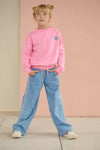Meisjes Sue Light Weight Denim Palazzo with contrast seams van NoNo in de kleur Dream Blue in maat 134-140.