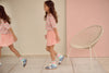 Meisjes Norah Plisse Skirt van NoNo in de kleur Pale Blush Pink in maat 134-140.