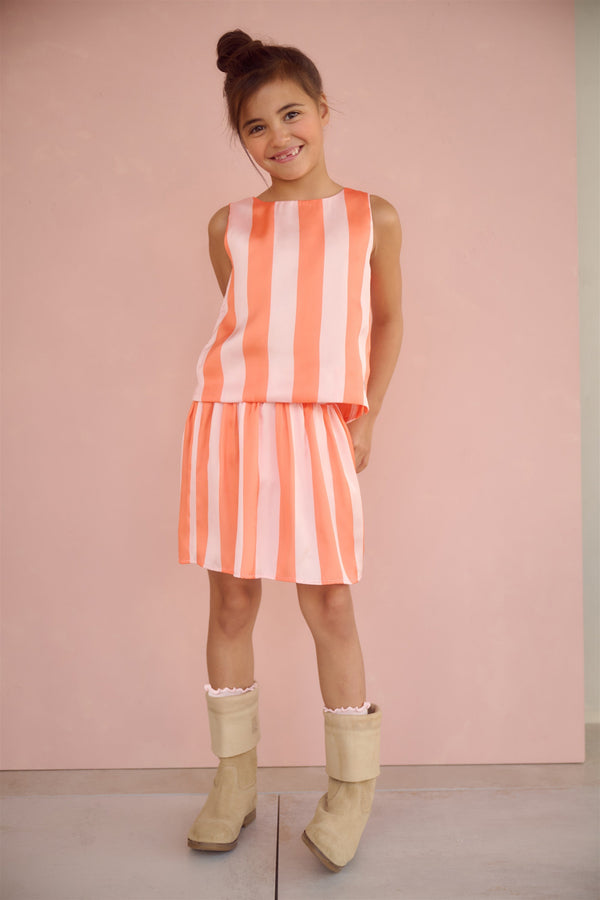 NoNo Ninu Satin Blok Striped Skirt