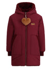 Meisjes Betty MidLong Reversible Winterjacket+heart keyhanger van NoNo in de kleur Bordeaux in maat 146-152.