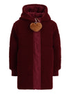 Meisjes Betty MidLong Reversible Winterjacket+heart keyhanger van NoNo in de kleur Bordeaux in maat 146-152.