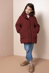 Meisjes Betty MidLong Reversible Winterjacket+heart keyhanger van NoNo in de kleur Bordeaux in maat 146-152.