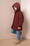 Meisjes Betty MidLong Reversible Winterjacket+heart keyhanger van NoNo in de kleur Bordeaux in maat 146-152.