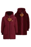 Meisjes Betty MidLong Reversible Winterjacket+heart keyhanger van NoNo in de kleur Bordeaux in maat 146-152.