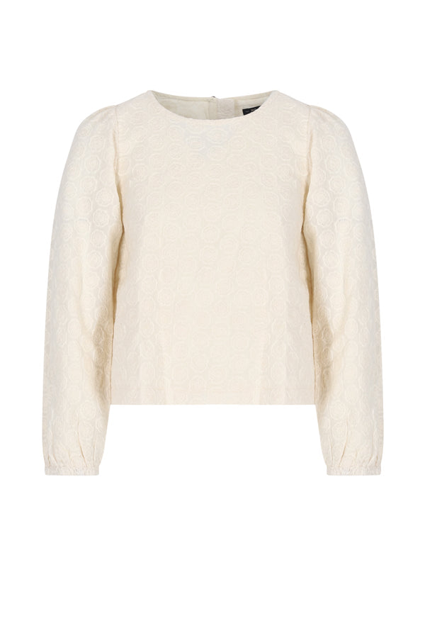 Meisjes Tinne Embroidered Flower Blouse van NoNo in de kleur Pearled Ivory in maat 134-140.