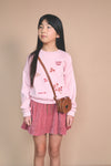 Meisjes Konono soft furry sweater with embro van NoNo in de kleur Rosa in maat 134-140.