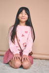 Meisjes Konono soft furry sweater with embro van NoNo in de kleur Rosa in maat 134-140.