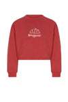Meisjes Kuya soft furry cropped sweater Croissant print van NoNo in de kleur Samba Red in maat 134-140.