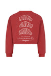 Meisjes Kuya soft furry cropped sweater Croissant print van NoNo in de kleur Samba Red in maat 134-140.