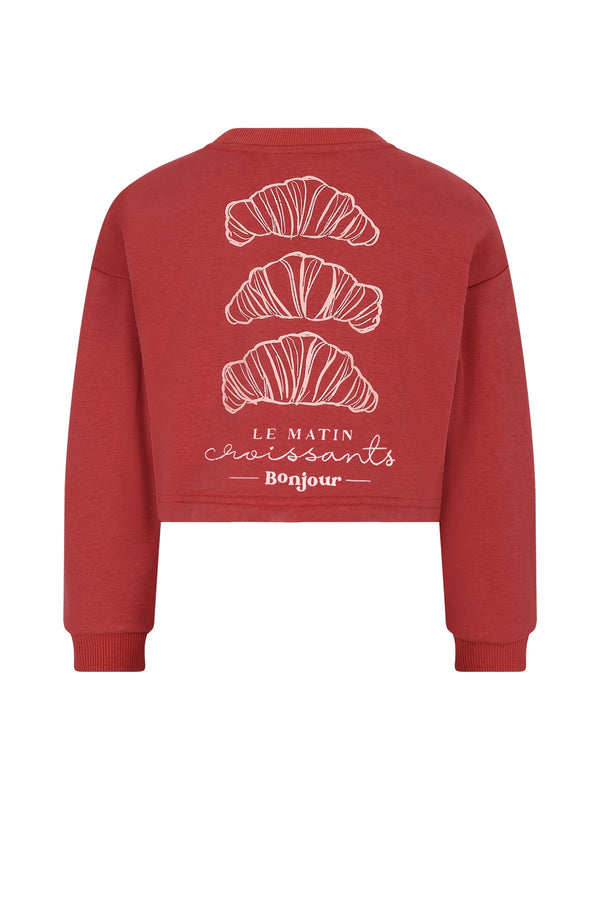 NoNo Kuya soft furry cropped sweater Croissant print