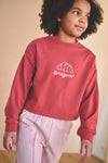Meisjes Kuya soft furry cropped sweater Croissant print van NoNo in de kleur Samba Red in maat 134-140.