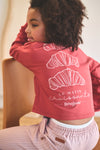 Meisjes Kuya soft furry cropped sweater Croissant print van NoNo in de kleur Samba Red in maat 134-140.
